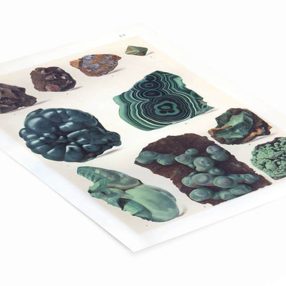 Dark Rocks and Jade Art Print Laying Flat on a White Background