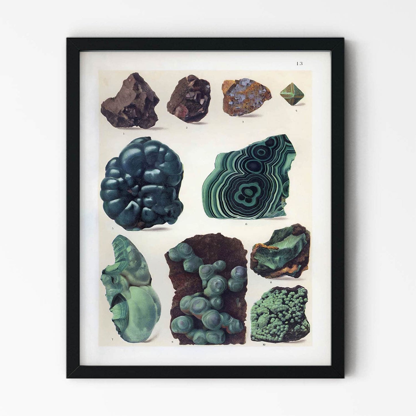 Dark Rocks and Jade Art Print in Black Picture Frame