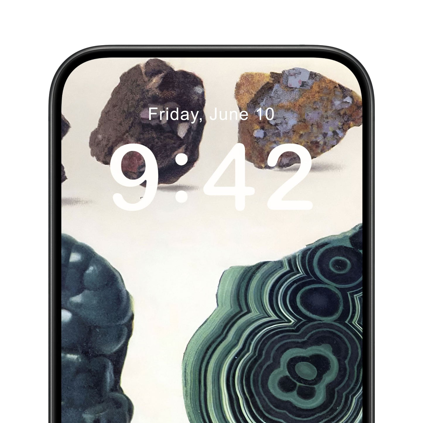 Dark Rocks and Jade Phone Wallpaper Close Up