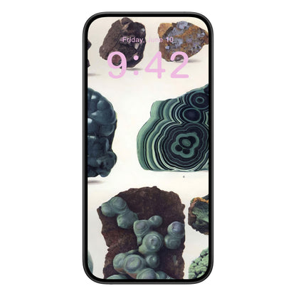 Dark Rocks and Jade Phone Wallpaper Pink Text