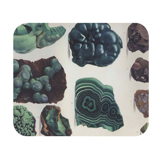Dark Rocks and Jade Mouse Pad with natural gemstones art, desk and office decor showcasing dark rocks and jade.