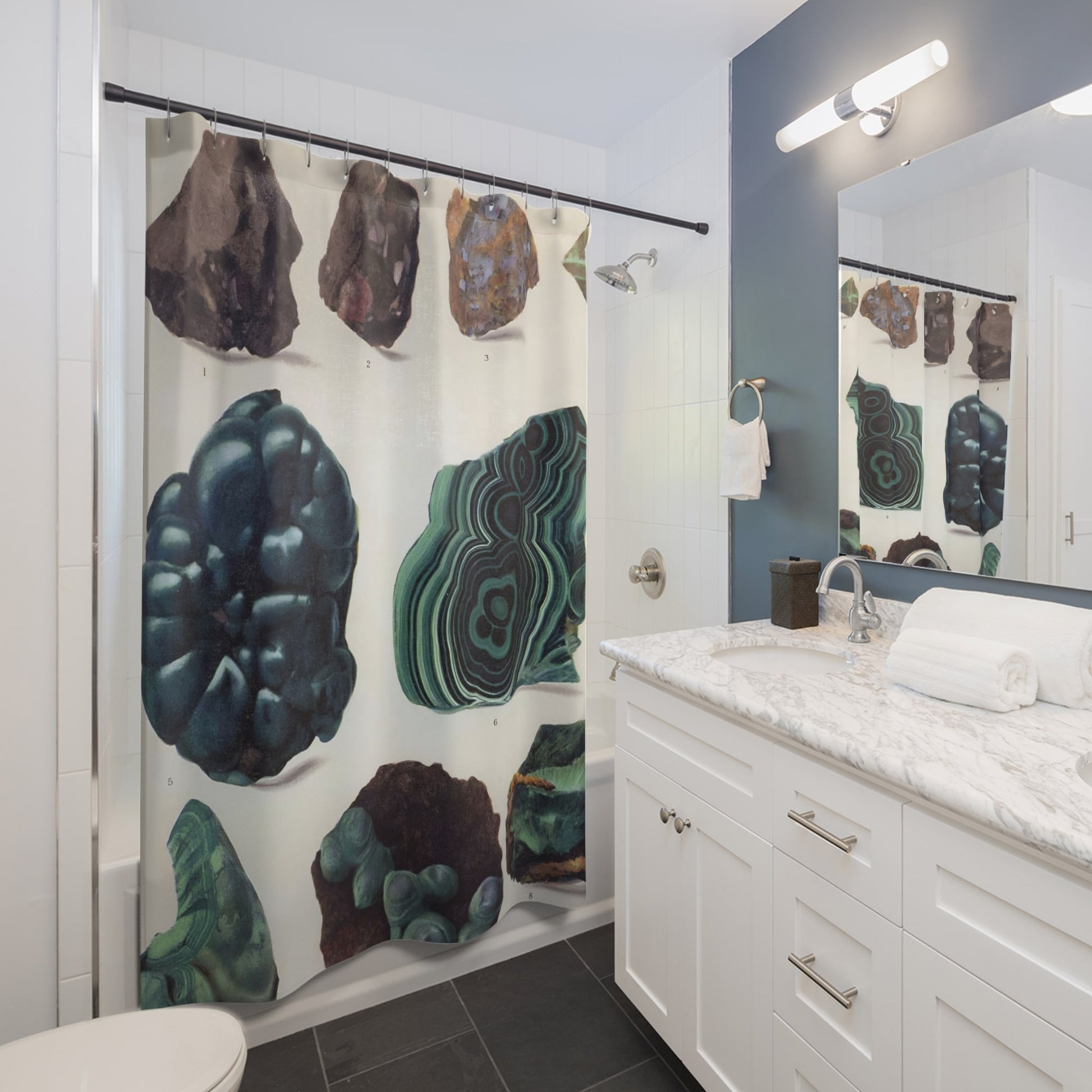 Dark Rocks and Jade Shower Curtain Best Bathroom Decorating Ideas for Science Decor