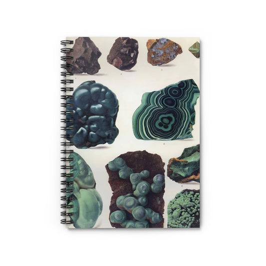 Dark Rocks and Jade Notebook with natural gemstones cover, perfect for journaling and planning, featuring dark rock and jade illustrations.