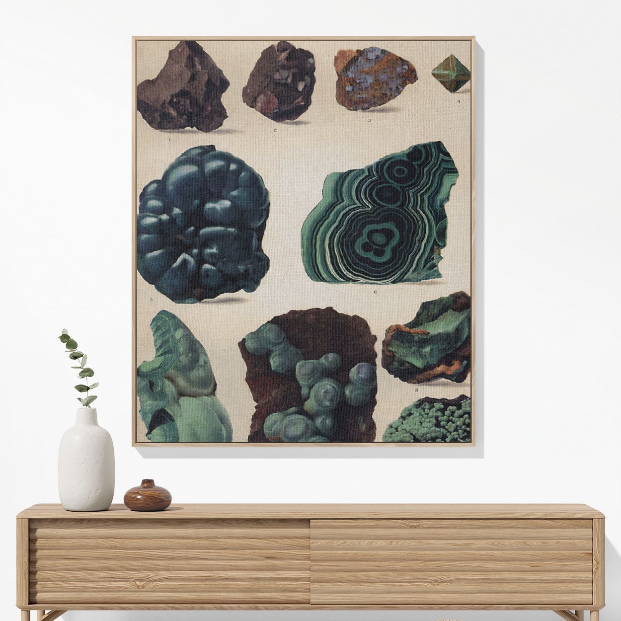 Dark Rocks and Jade Woven Blanket Woven Blanket Hanging on a Wall as Framed Wall Art