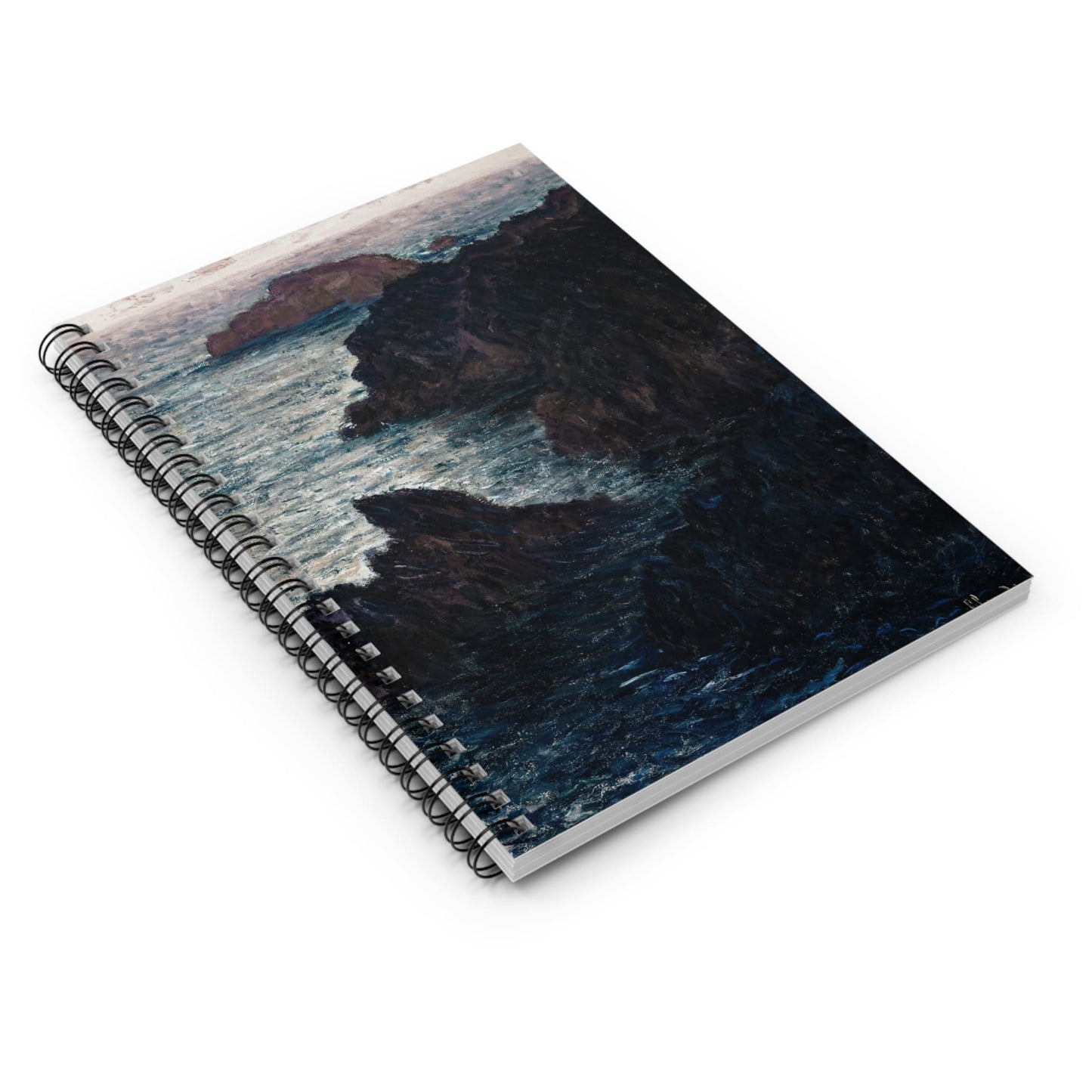 Dark Sea Spiral Notebook Laying Flat on White Surface