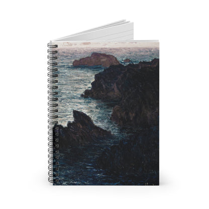 Dark Sea Spiral Notebook Standing up on White Desk