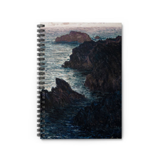 Dark Ocean Notebook with Beach cover, great for journaling and planning, highlighting dramatic dark ocean and beach scenes.
