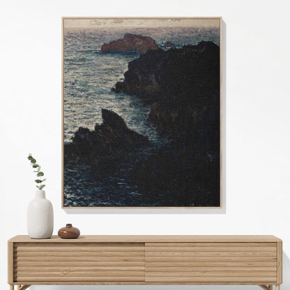 Dark Sea Woven Blanket Hanging on a Wall as Framed Wall Art