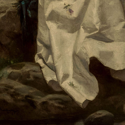 Dark Victorian Painting Art Print Close Up Detail Shot