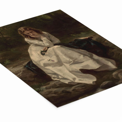 Dark Victorian Painting Art Print Laying Flat on a White Background