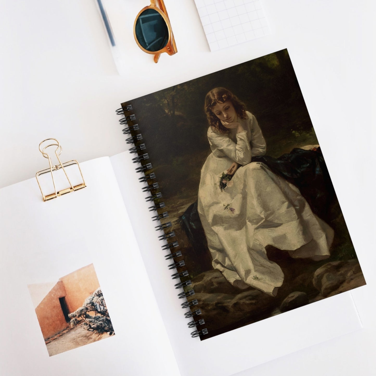 Dark Victorian Painting Spiral Notebook Displayed on Desk