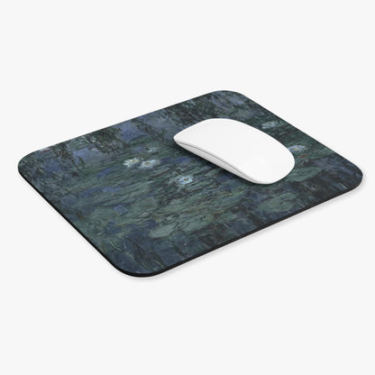 Deep Blue and Green Computer Desk Mouse Pad With White Mouse