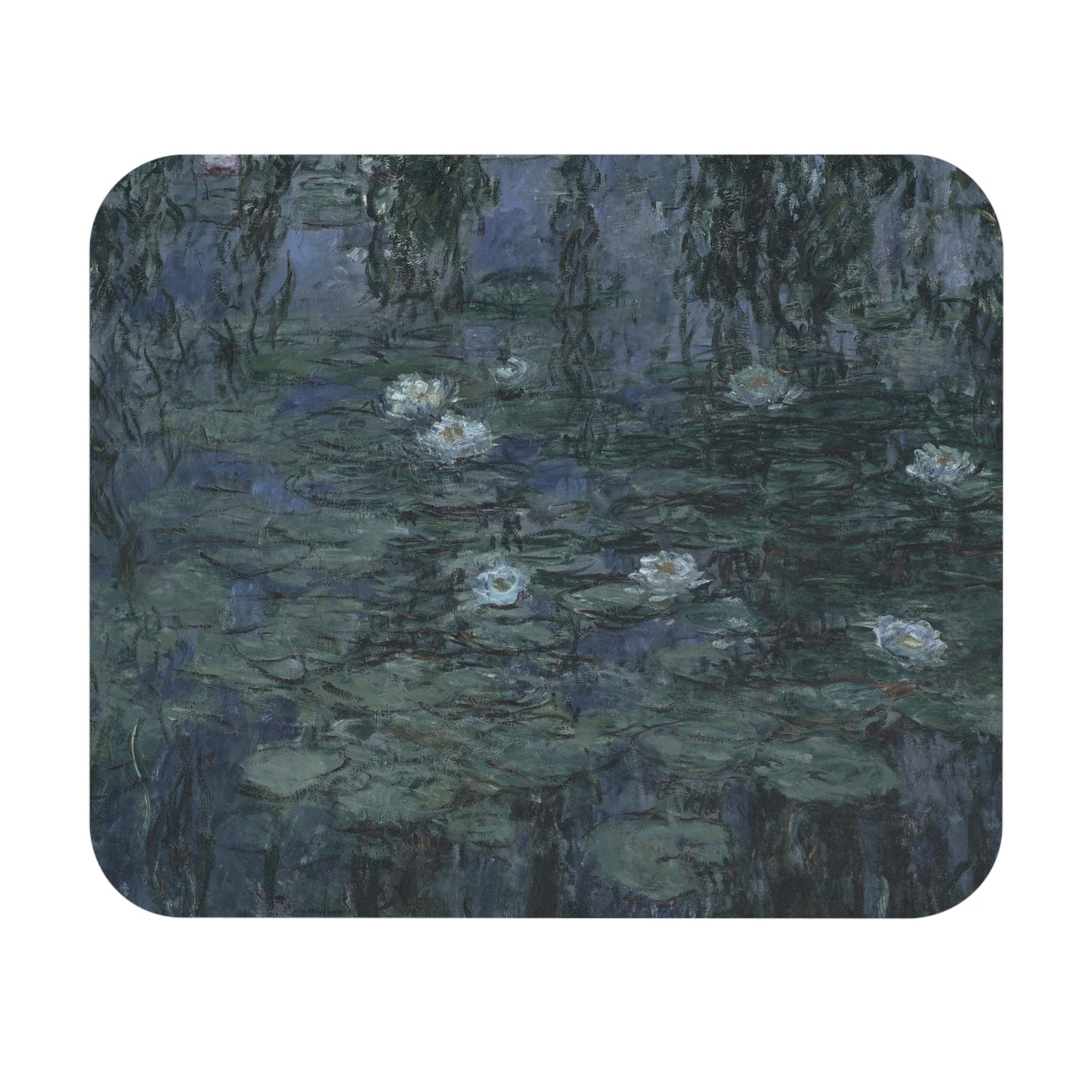 Deep Blue and Green Mouse Pad showcasing Claude Monet design, ideal for desk and office decor.
