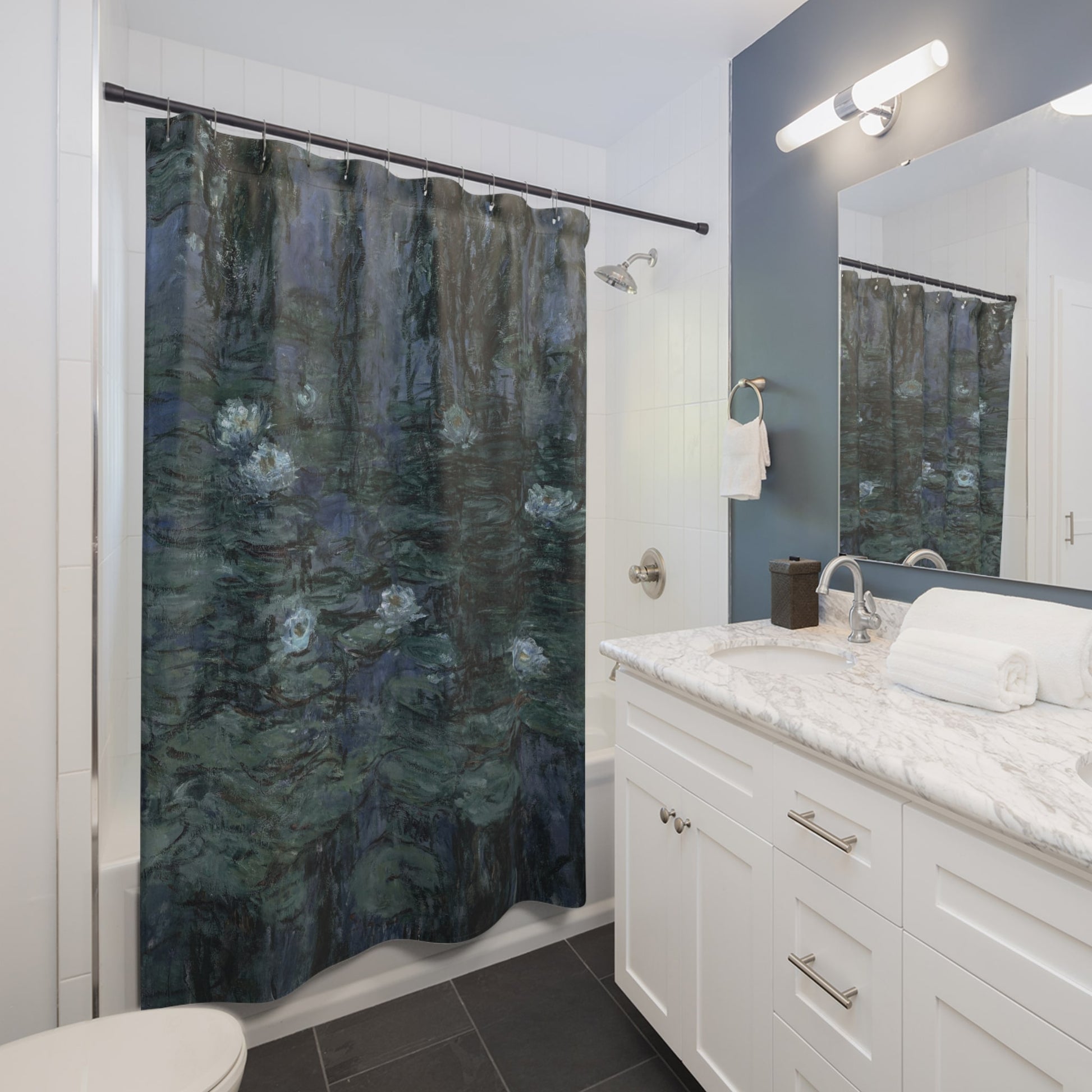 Deep Blue and Green Shower Curtain Best Bathroom Decorating Ideas for Landscapes Decor