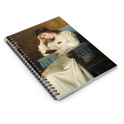 Deep Read Spiral Notebook Laying Flat on White Surface