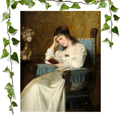 Concentrated Reading art prints featuring a victorian, vintage wall art room decor