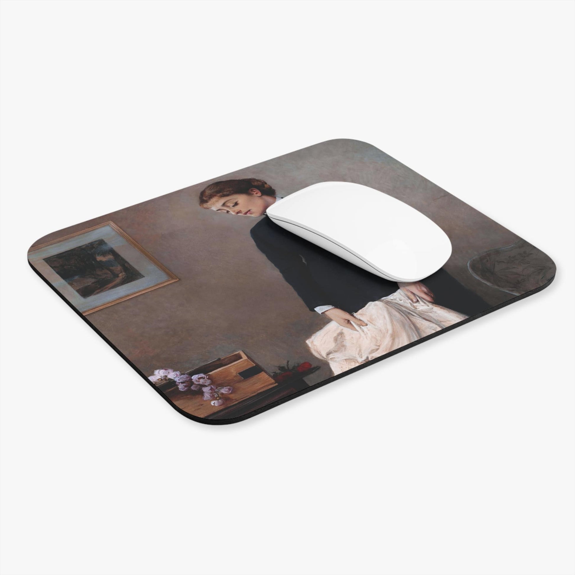 Depressed Computer Desk Mouse Pad With White Mouse