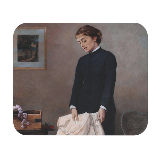 A Young Widow Mouse Pad featuring depressed art, adding a contemplative touch to desk and office decor.