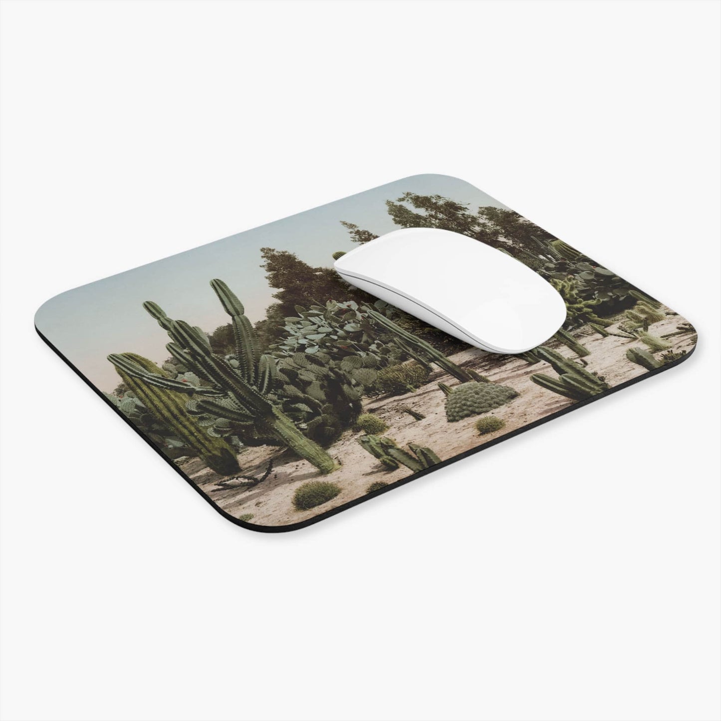 Desert Landscape Computer Desk Mouse Pad With White Mouse