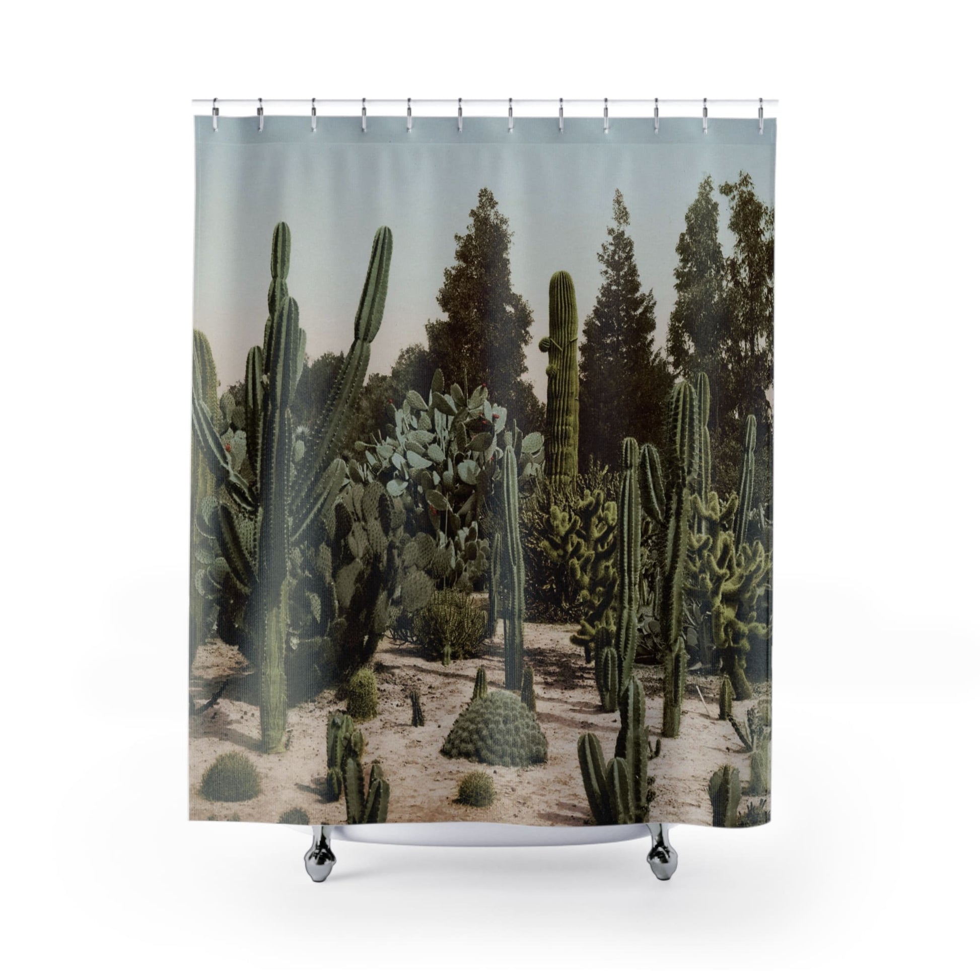 Desert Landscape Shower Curtain with boho chic design, stylish bathroom decor featuring serene desert scenes.