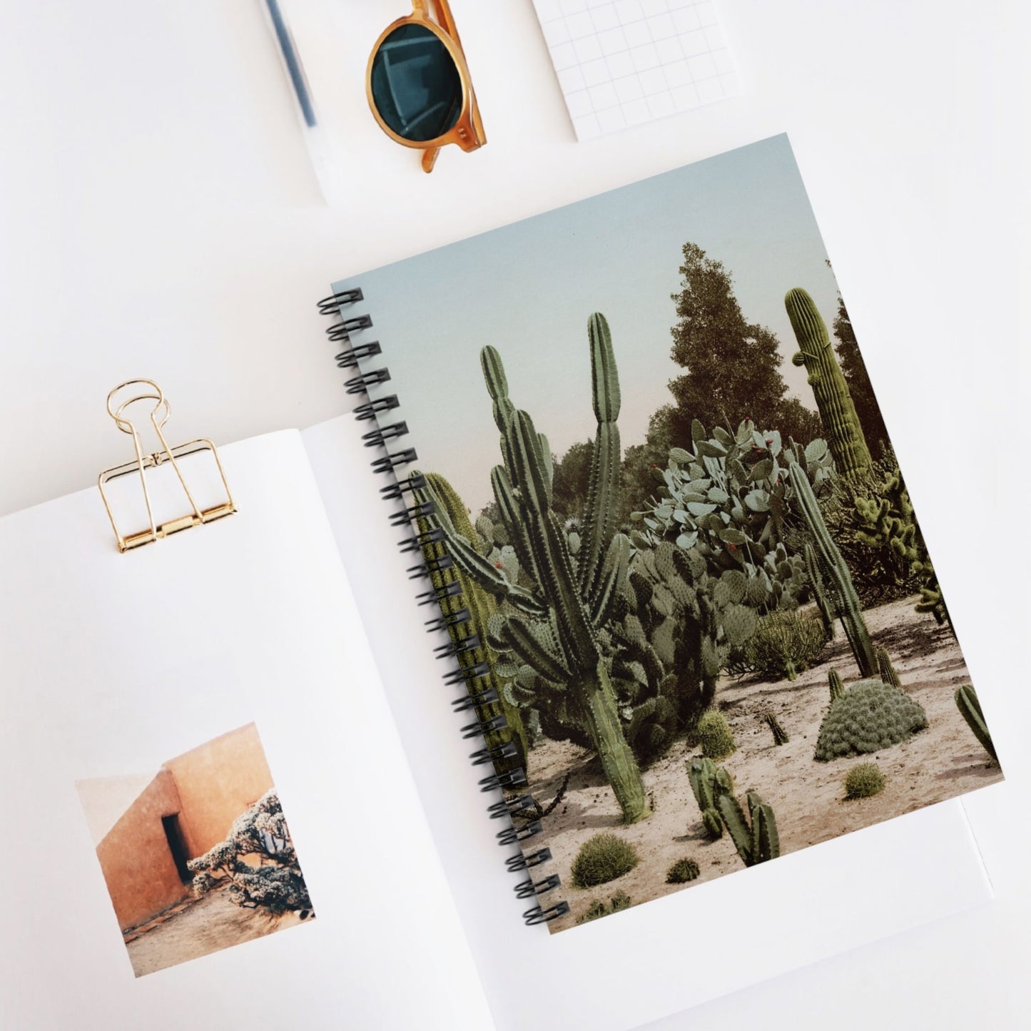 Desert Landscape Spiral Notebook Displayed on Desk