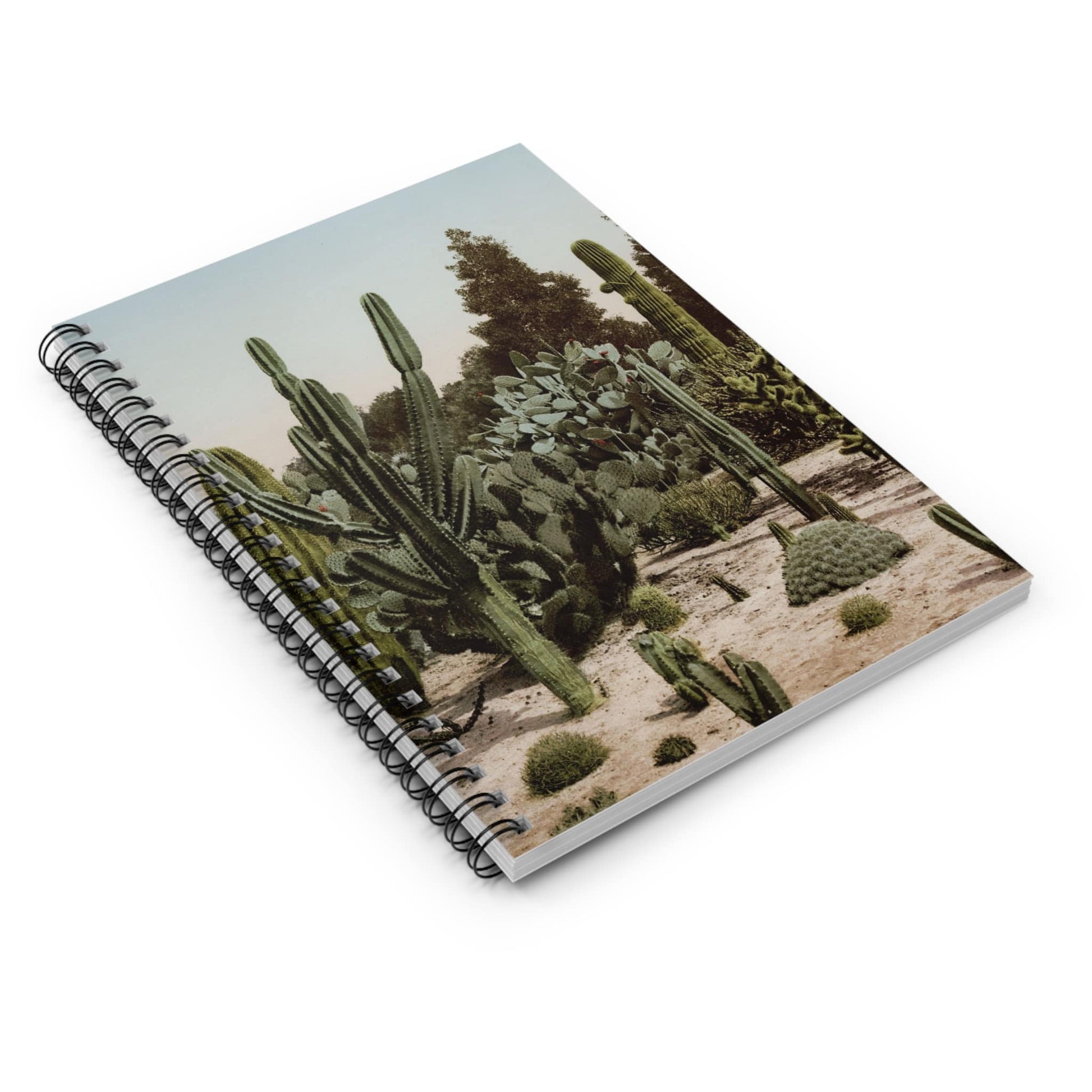 Desert Landscape Spiral Notebook Laying Flat on White Surface