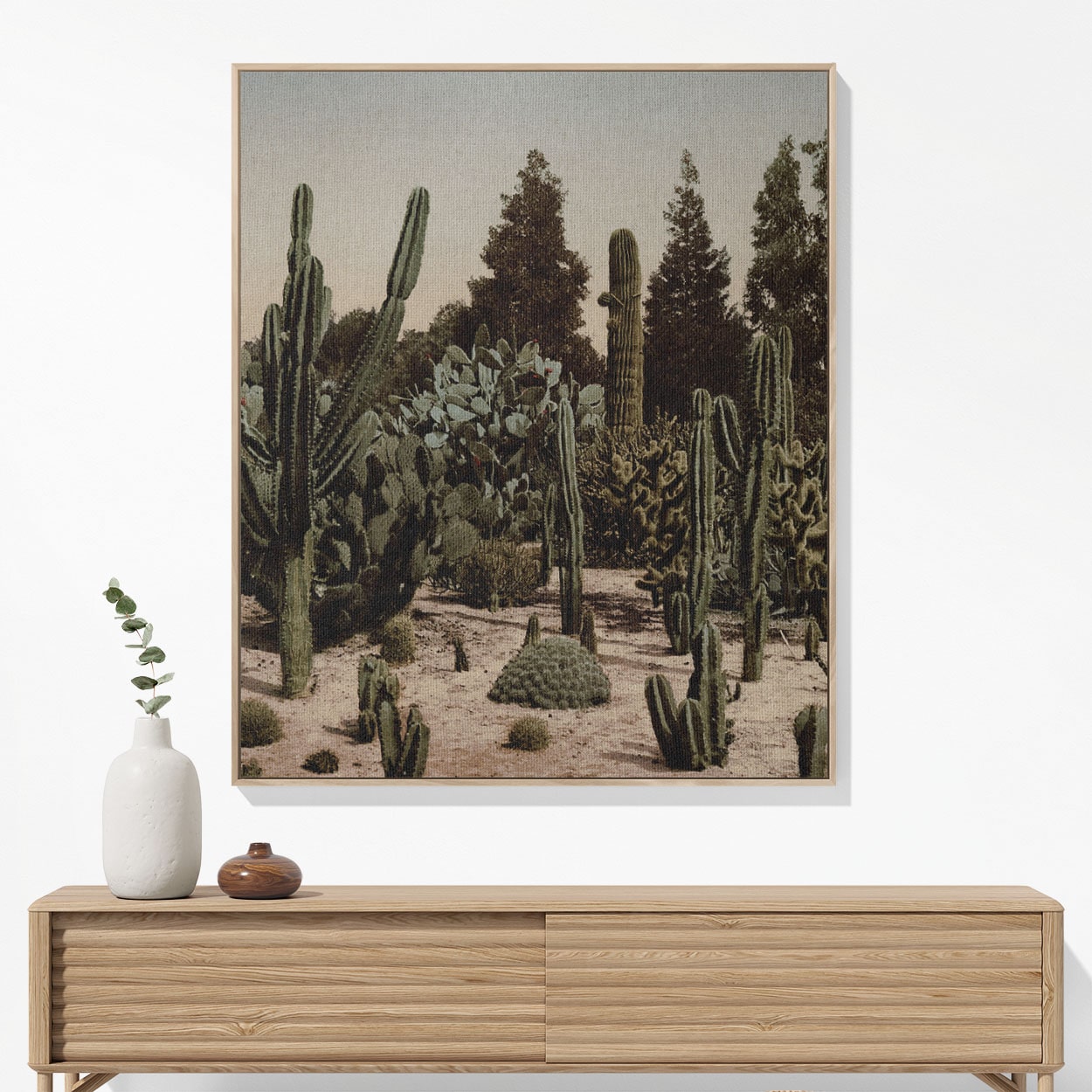 Desert Landscape Woven Blanket Hanging on a Wall as Framed Wall Art