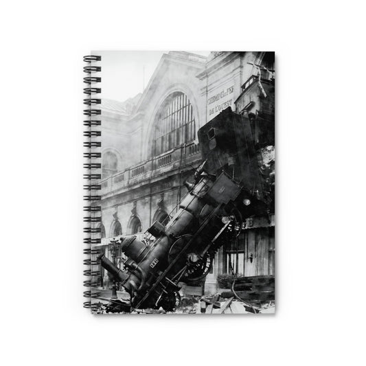 Train Wreck Notebook with Disaster Photo cover, perfect for journaling and planning, showcasing a historical disaster photo.