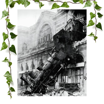 Train Wreck art prints featuring a vintage disaster photo, vintage wall art room decor