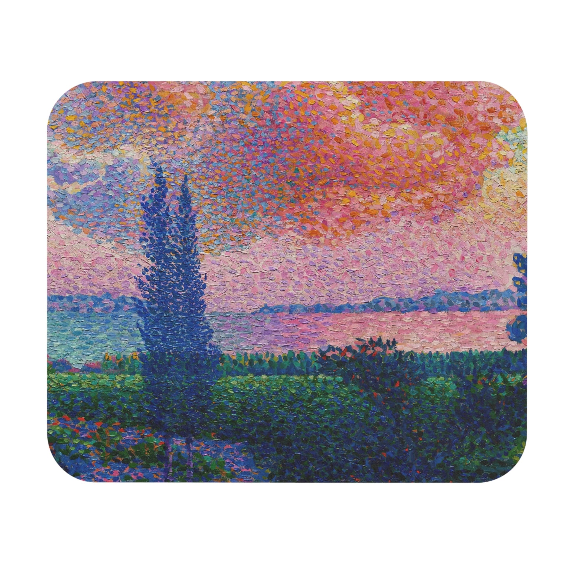 Pink Clouds Mouse Pad showcasing a dreamy landscape theme, ideal for desk and office decor.