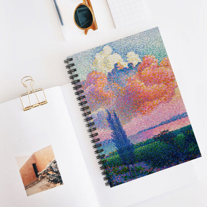 Dreamy Landscape Spiral Notebook Displayed on Desk