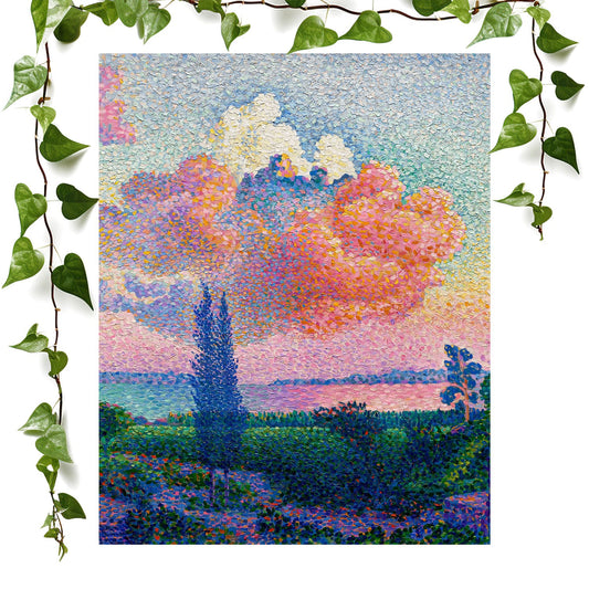Pink Clouds art prints featuring a dreamy landscape, vintage wall art room decor