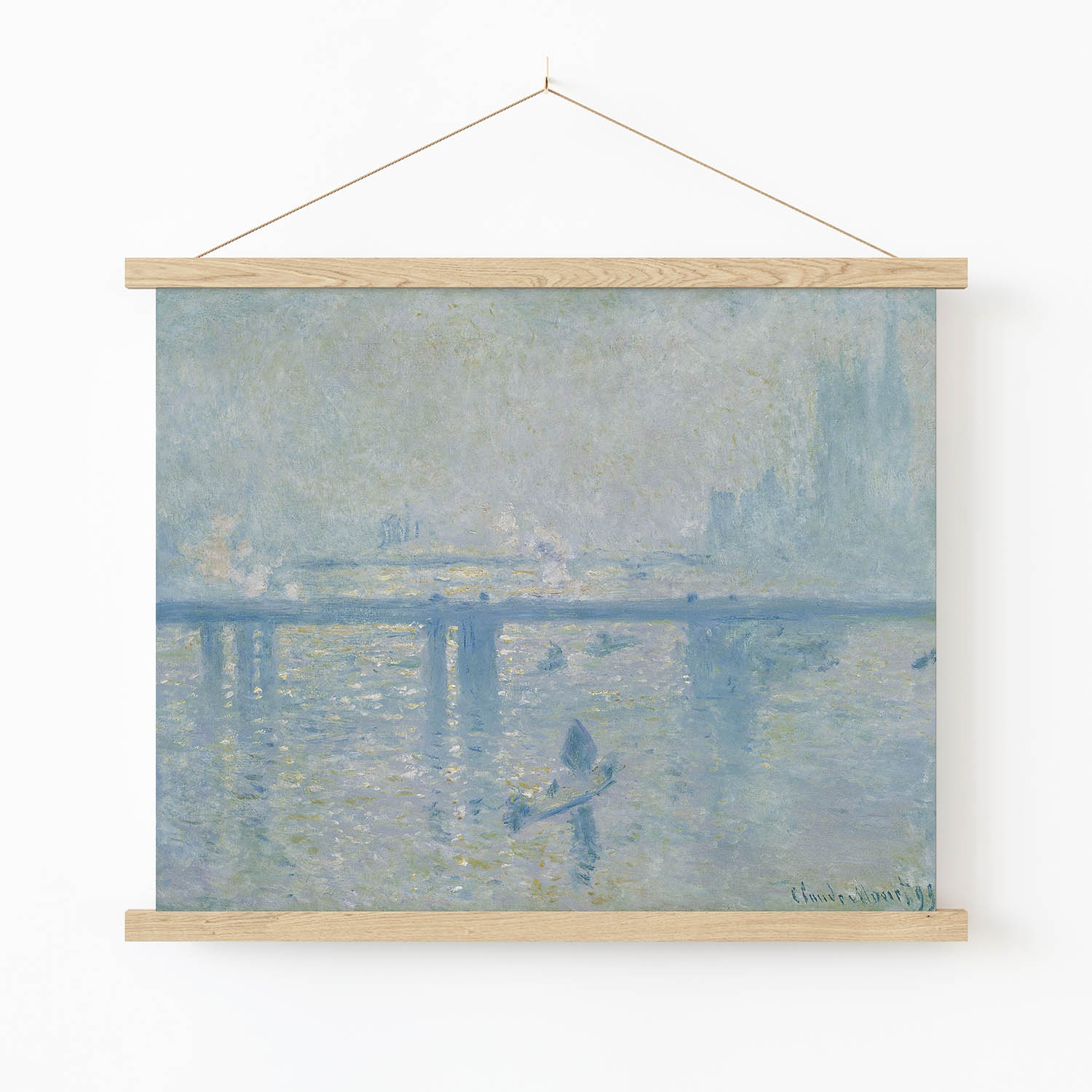 Relaxing and Peaceful Art Print in Wood Hanger Frame on Wall