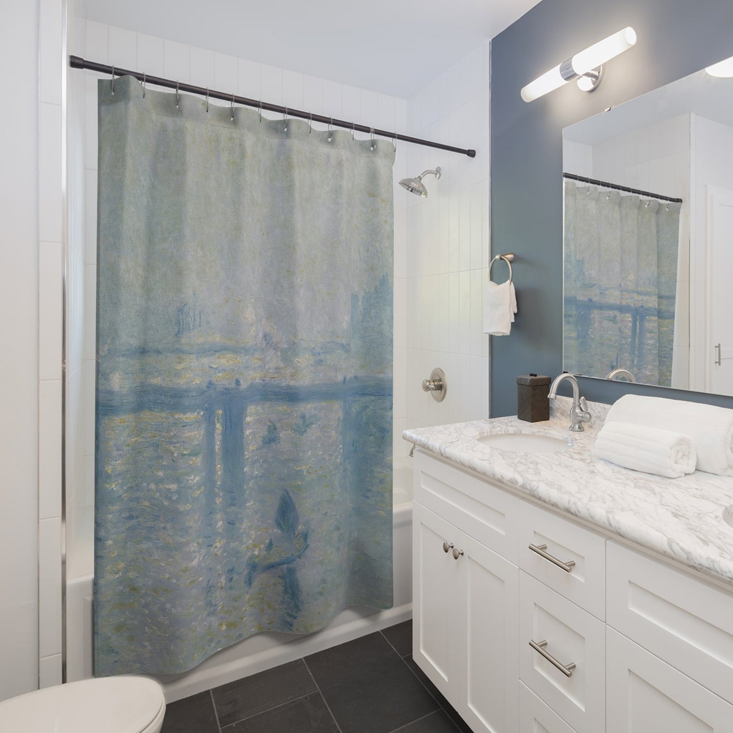 Dusty Light Blue Shower Curtain Best Bathroom Decorating Ideas for Abstract Decor
