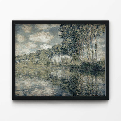 Water and Trees Painting in Black Picture Frame