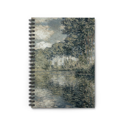 Dusty Sage Landscape Notebook with Claude Monet cover, ideal for journaling and planning, showcasing a dusty sage landscape by Claude Monet.