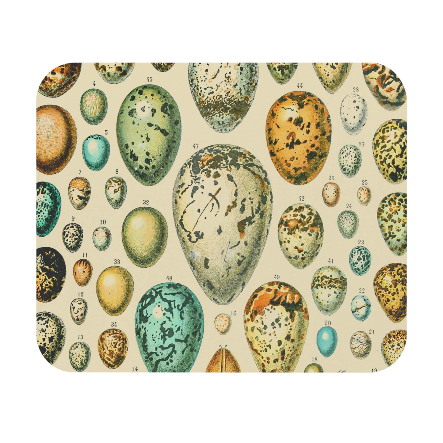 Eggs Mouse Pad featuring a vintage egg chart, adding nostalgia to desk and office decor.