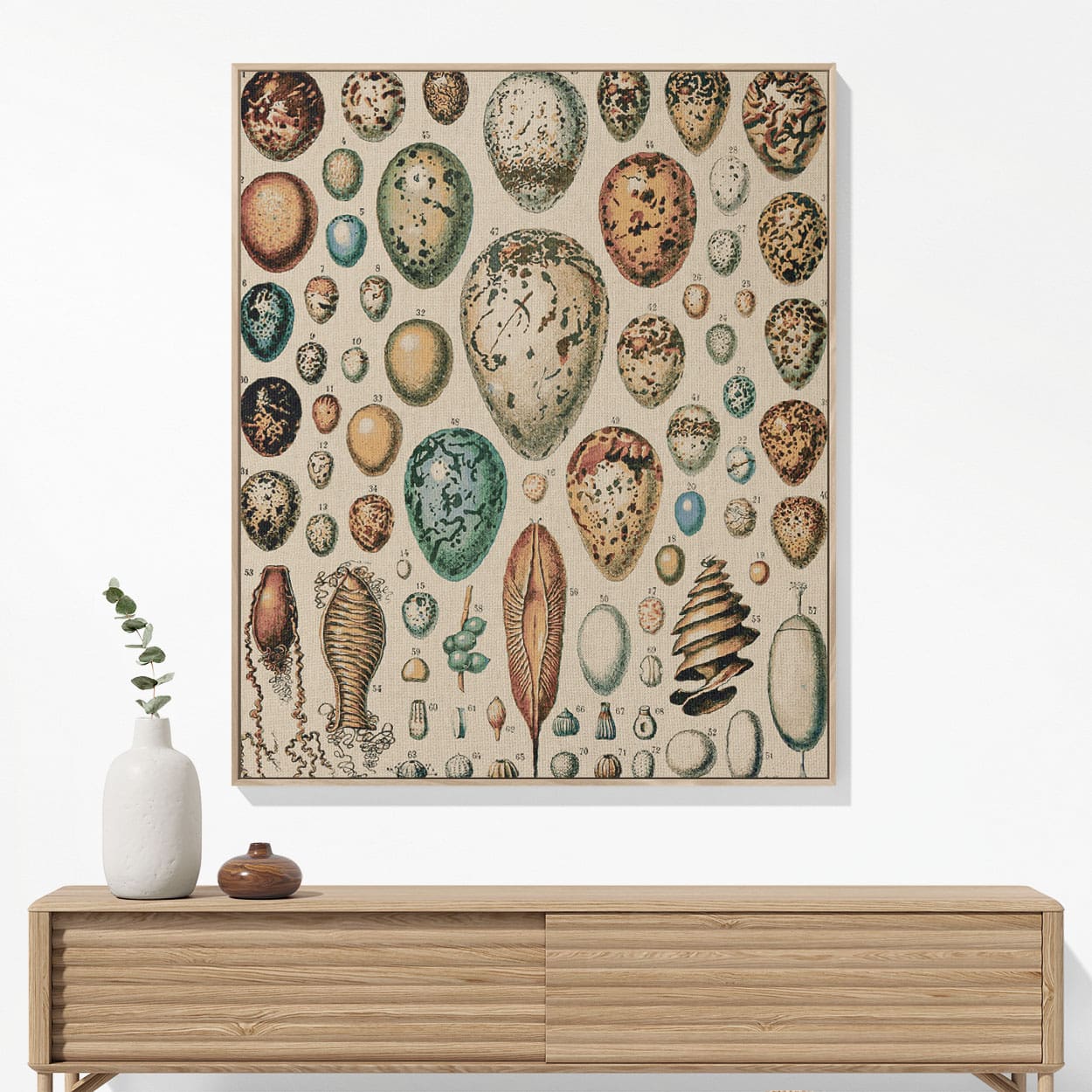 Eggs Woven Blanket Hanging on a Wall as Framed Wall Art