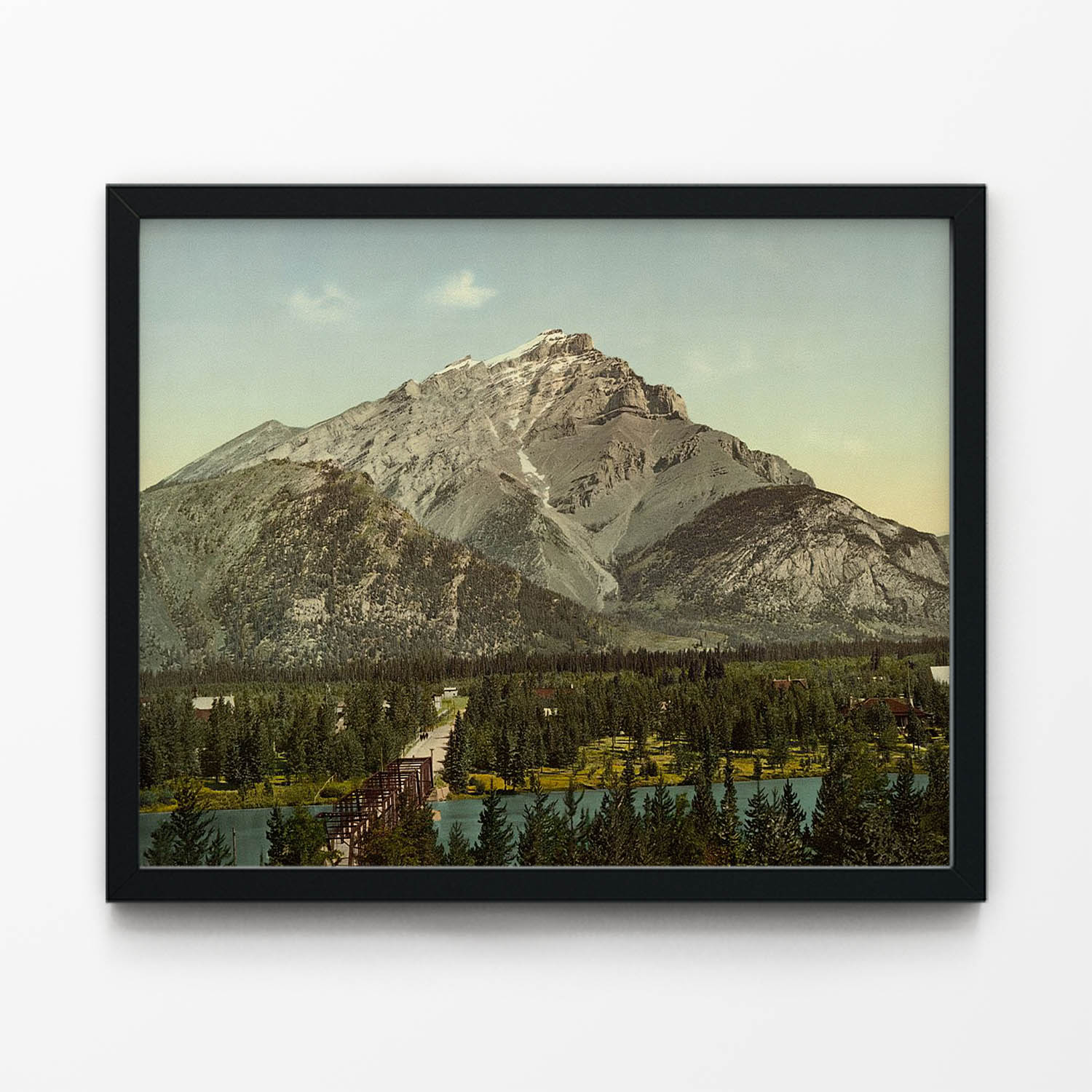 Vintage Mountains Picture in Black Picture Frame