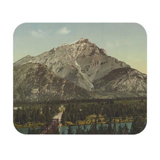 Emerald Green Landscape Mouse Pad featuring mountains scenic view, perfect for desk and office decor.