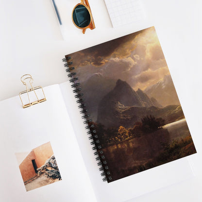 Ethereal Mountains Spiral Notebook Displayed on Desk