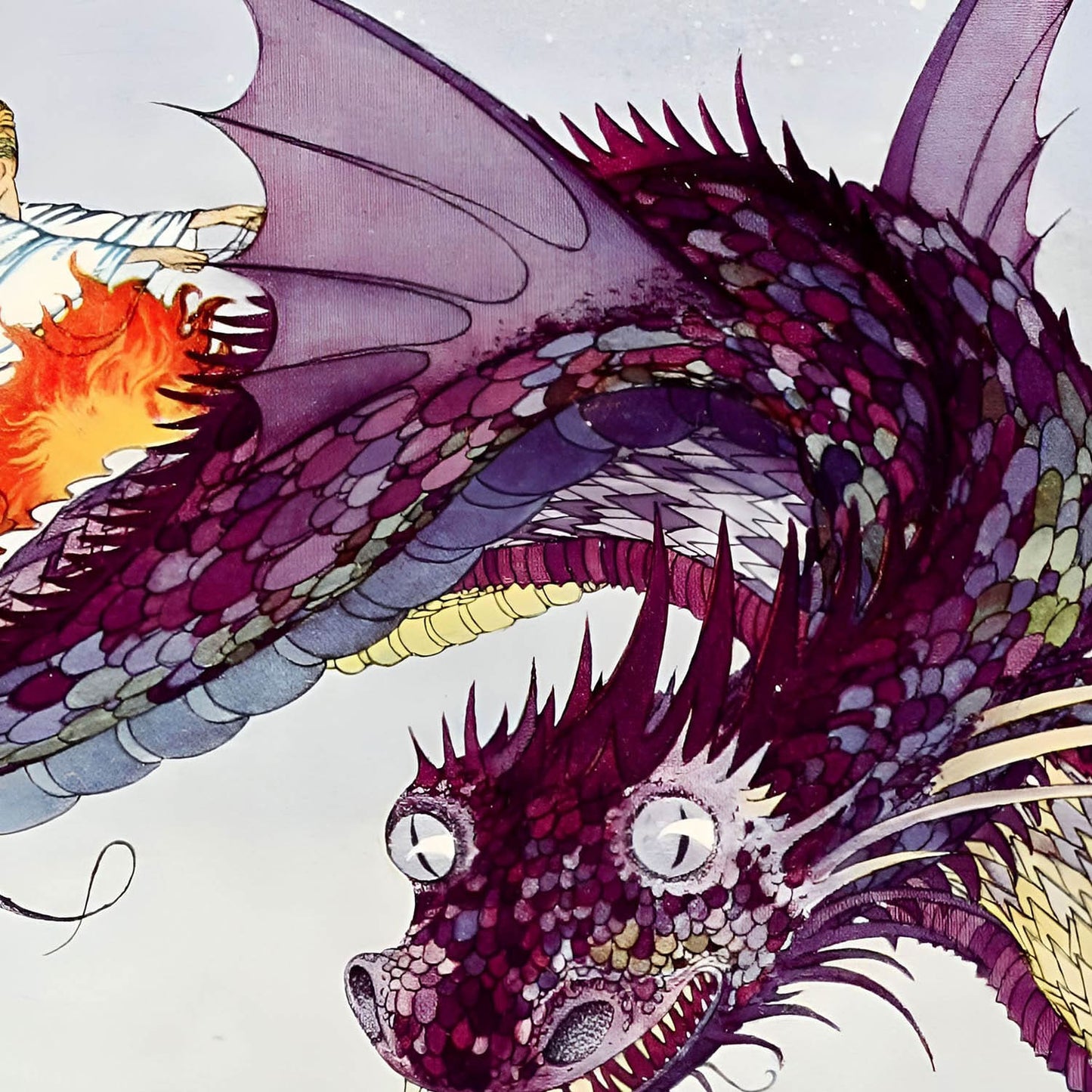 Fairy Tale Dragon Art Print Close Up Detail Shot 2