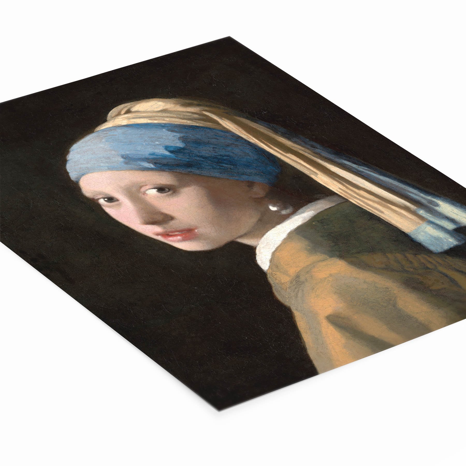 Famous Vermeer Painting Laying Flat on a White Background