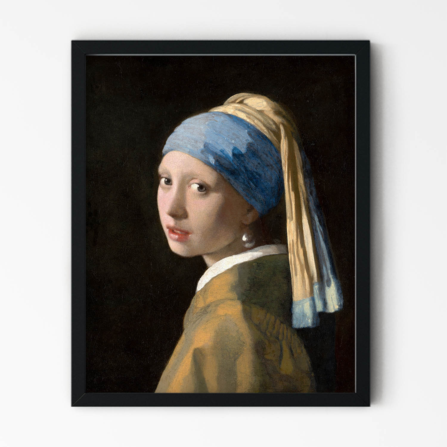 Famous Vermeer Painting in Black Picture Frame