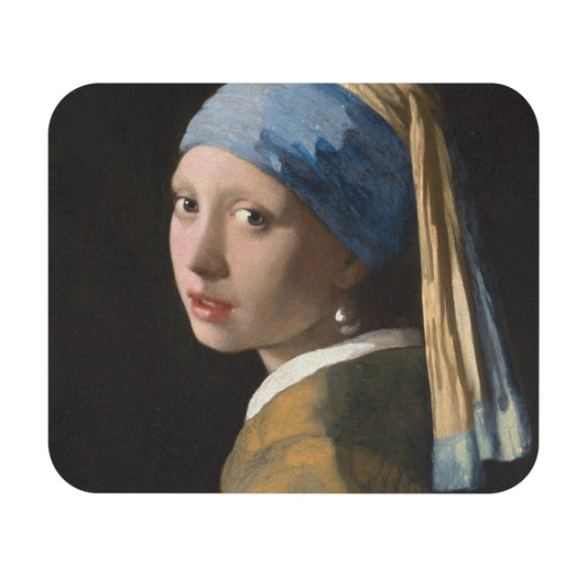 Girl with a Pearl Earring Mouse Pad with Vermeer painting art, desk and office decor showcasing the famous Vermeer artwork.