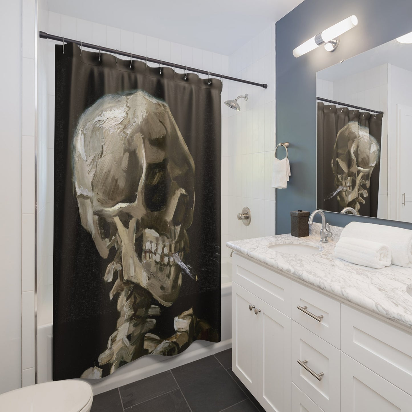 Famous Skull Shower Curtain Best Bathroom Decorating Ideas for Dark Academia Decor