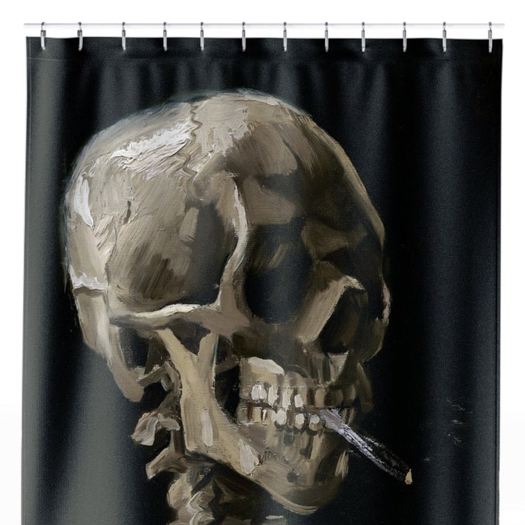 Famous Skull Shower Curtain Close Up, Dark Academia Shower Curtains