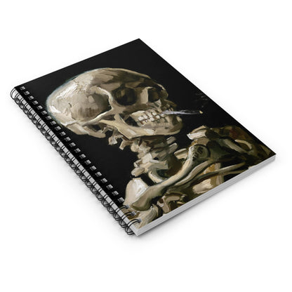 Famous Skull Spiral Notebook Laying Flat on White Surface