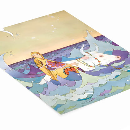 Fantasy Ocean Art Print Laying Flat on a White Background