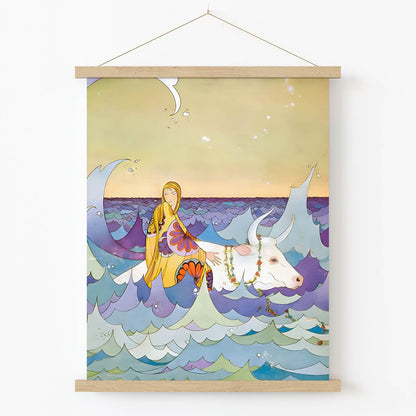 Fantasy Ocean Art Print in Wood Hanger Frame on Wall